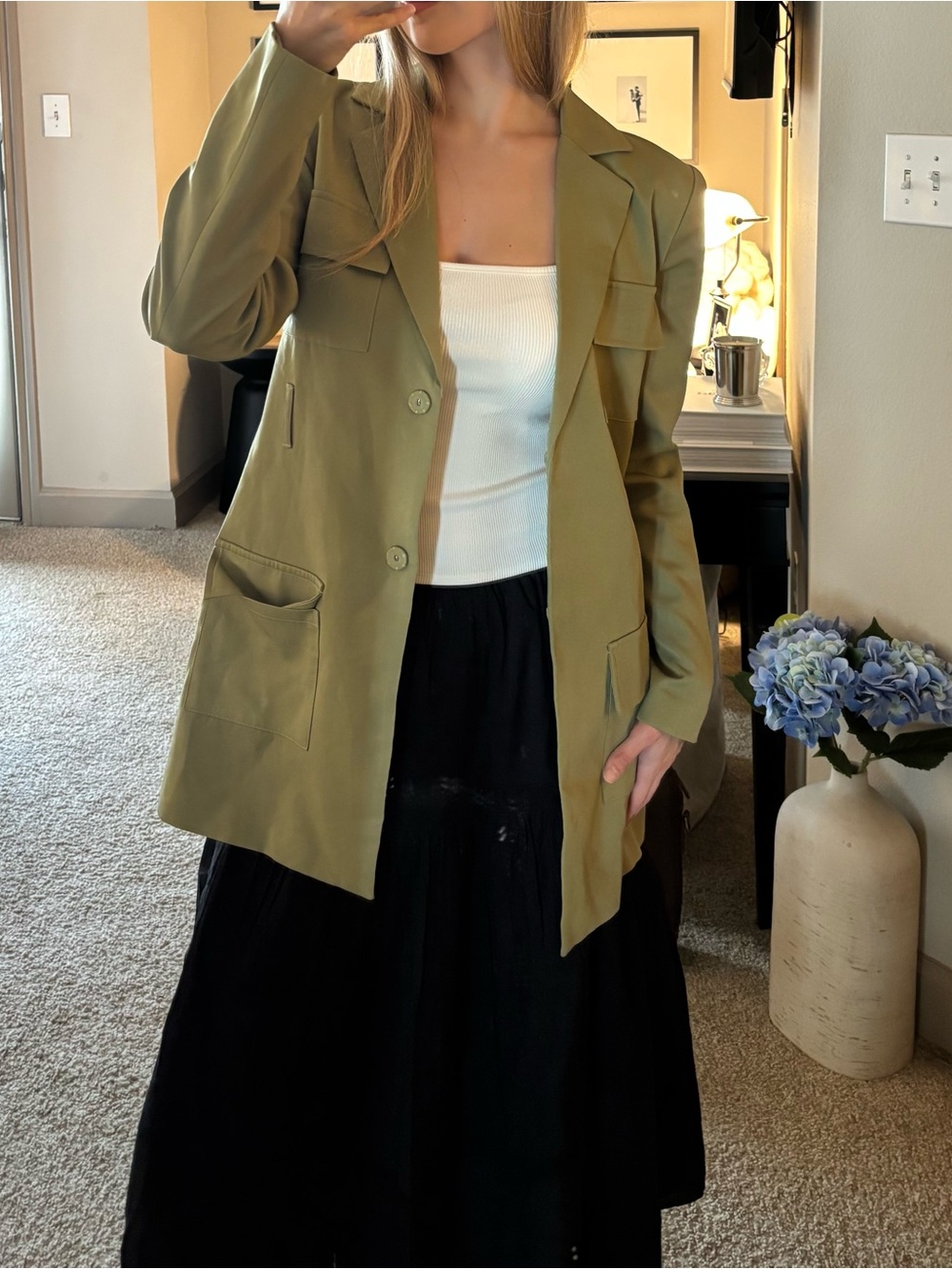 Lioness Olive Green Tailored Blazer